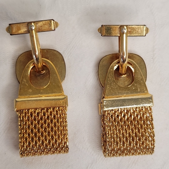 Mens Green & Yellow Gold Cufflinks - Picture 3 of 8